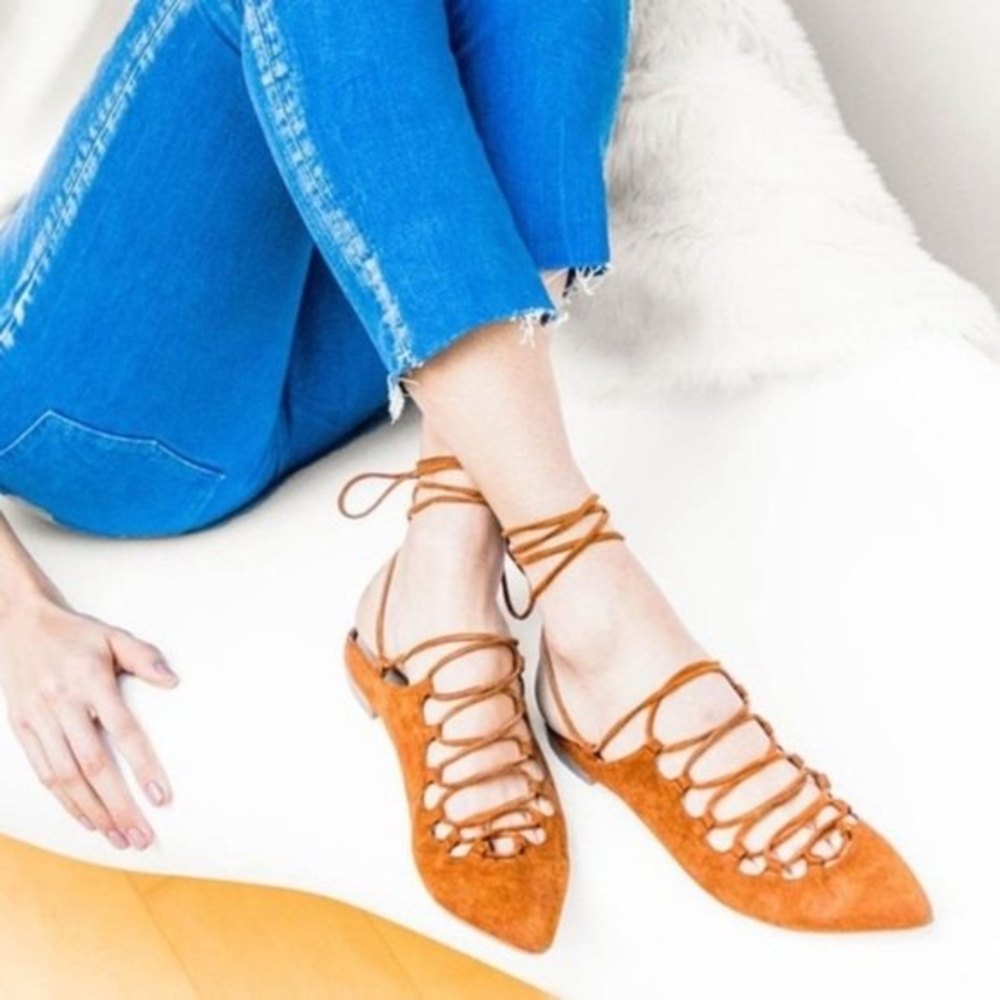 Stuart Weitzman Brown Stringdown Suede Lace Up Mules